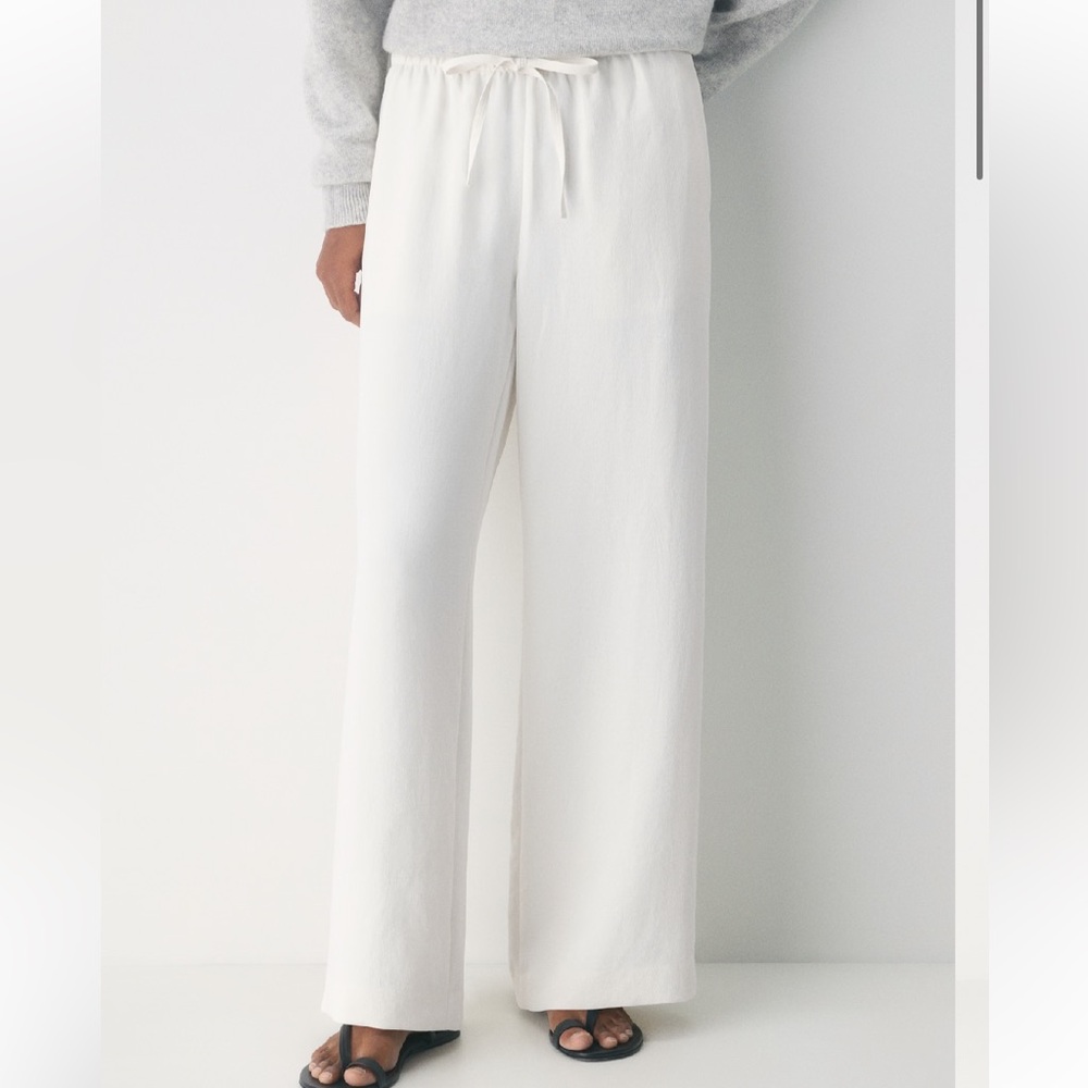 Wilfred Wide Leg Drawstring Pants in White